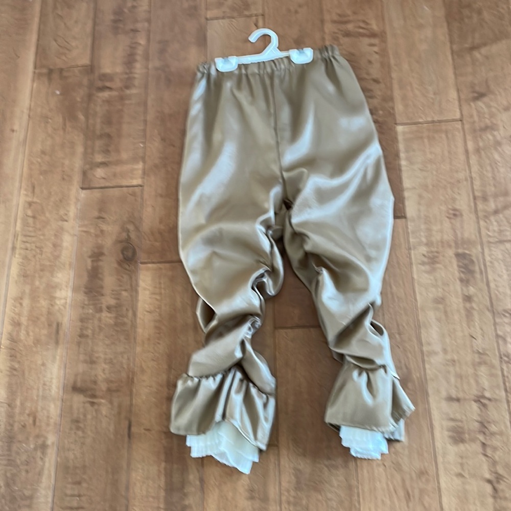Penny wise gold lame lace trim pants